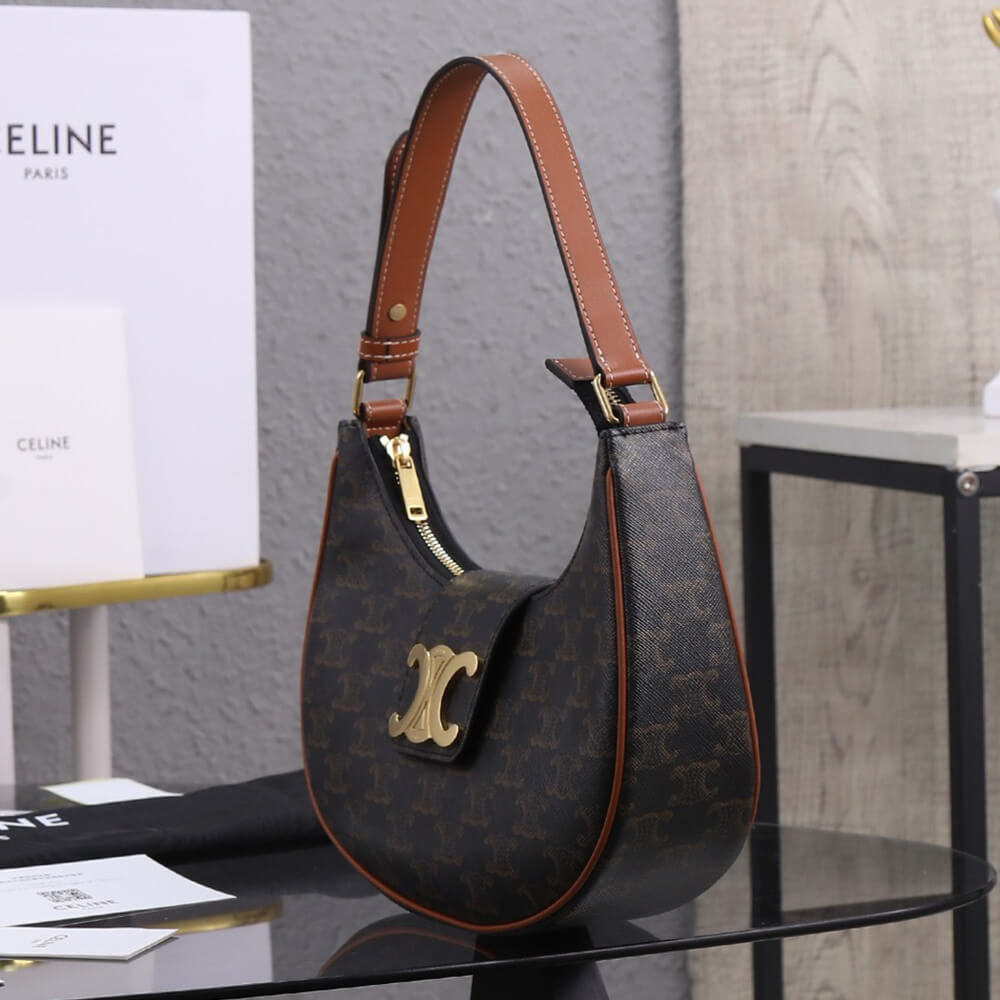 CELINE MEDIUM AVA TRIOMPHE BAG in Triomphe Canvas and calfskin