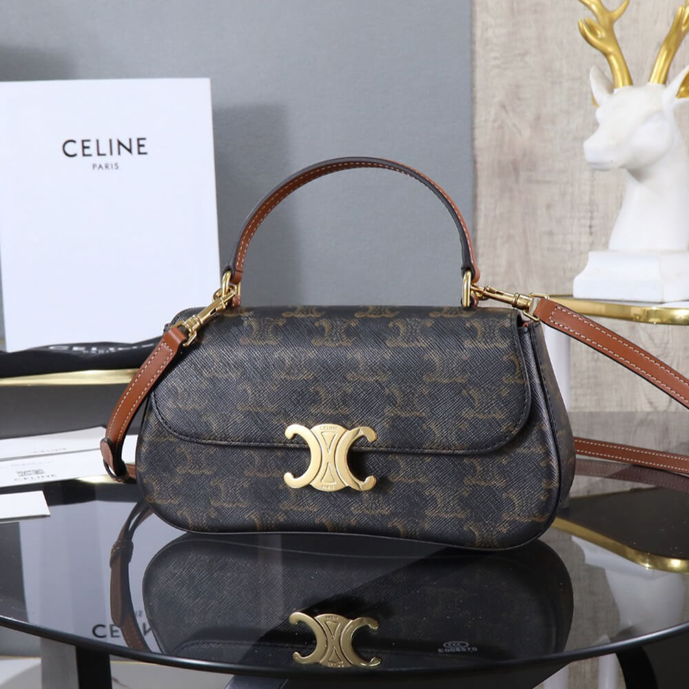 TEEN CELINE LOLA in Triomphe Canvas and Calfskin(HIGH-END GRADE)