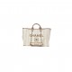 CHANEL Woven Straw Raffia Striped Medium Deauville Tote