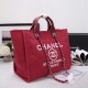 CHANEL Woven Straw Raffia Striped Medium Deauville Tote