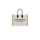 RIVE GAUCHE TOTE BAG IN LINEN AND LEATHER