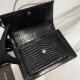 SUNSET MEDIUM CHAIN BAG IN CROCODILE-EMBOSSED SHINY LEATHER