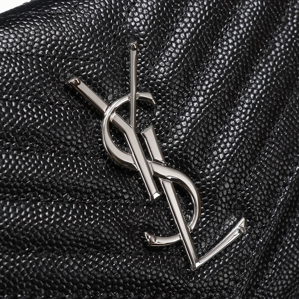 Saint Laurent Chain-strap YSL-plaque grained-leather wallet