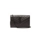 Saint Laurent Chain-strap YSL-plaque grained-leather wallet