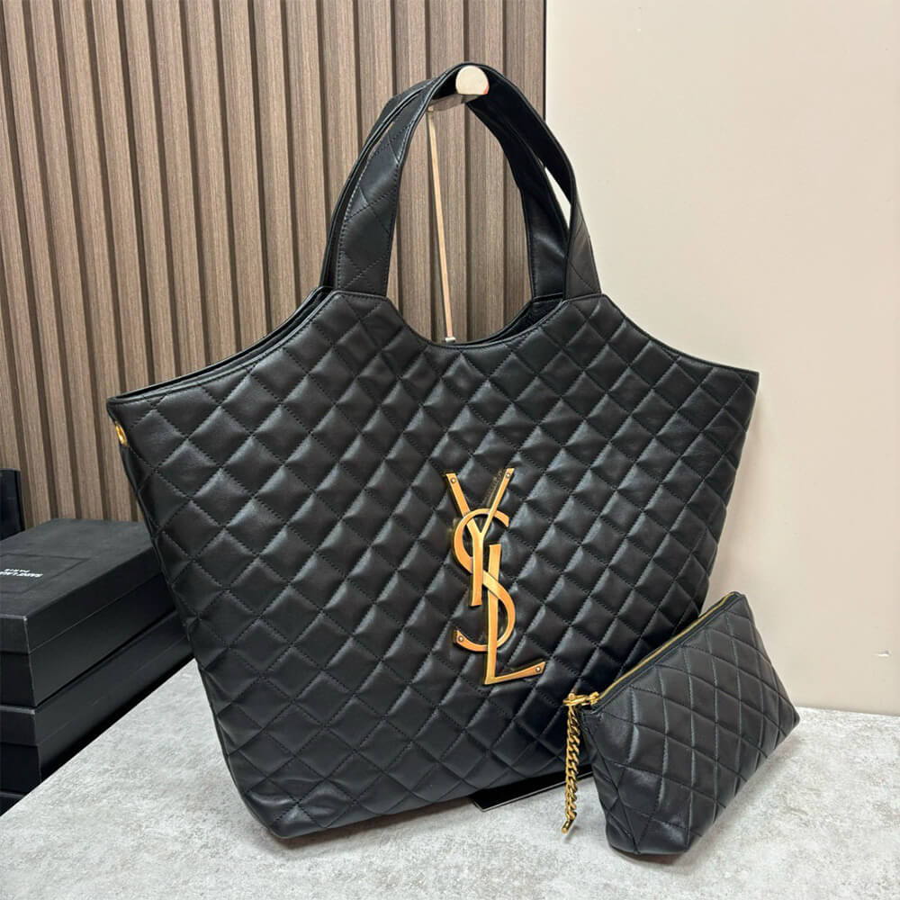 YSL ICARE MAXI SHOPPING BAG IN QUILTED LAMBSKIN(HIGH-END GRADE)