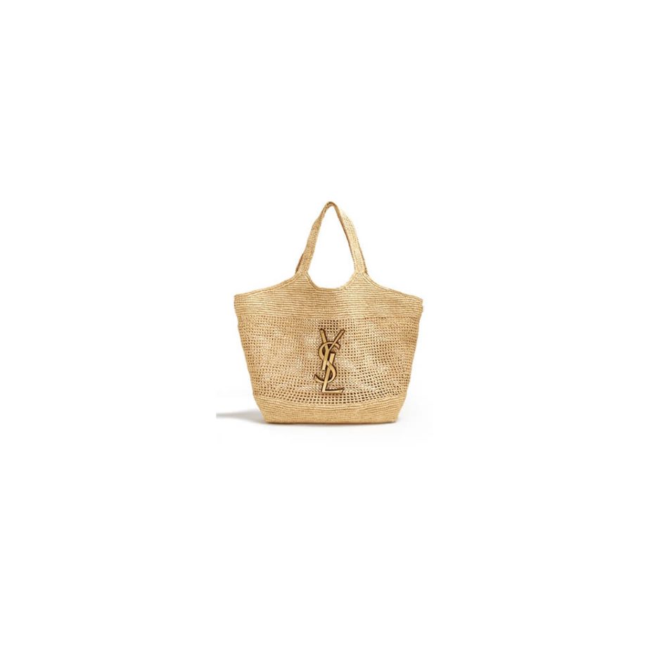 YSL ICARE SHOPPING BAG IN RAFFIA