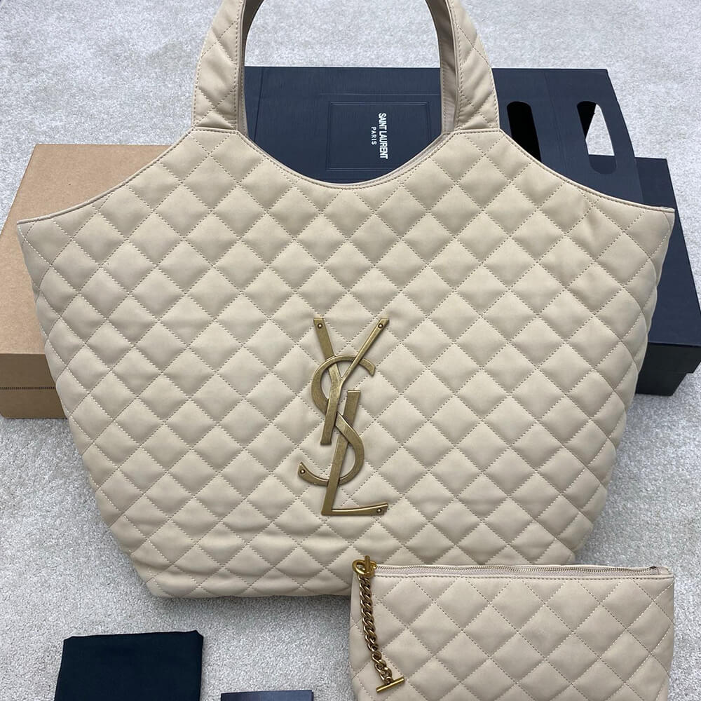 YSL ICARE maxi shopping bag in quilted nubuck suede(HIGH-END GRADE)